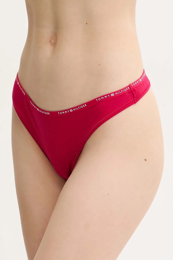 Στρινγκ Tommy Hilfiger πλεκτό ύφασμα ροζ UW0UW05741