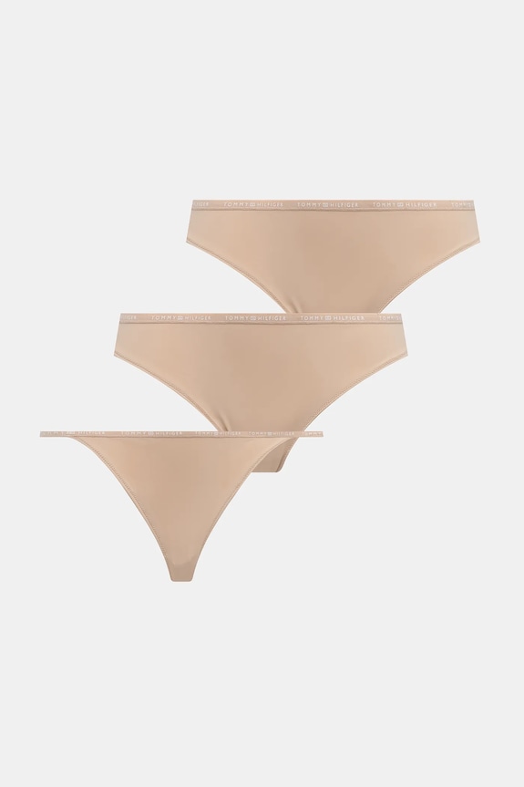 Tommy Hilfiger στρινγκ γυναικεία 3-pack πλεκτό ύφασμα μπεζ UW0UW05756