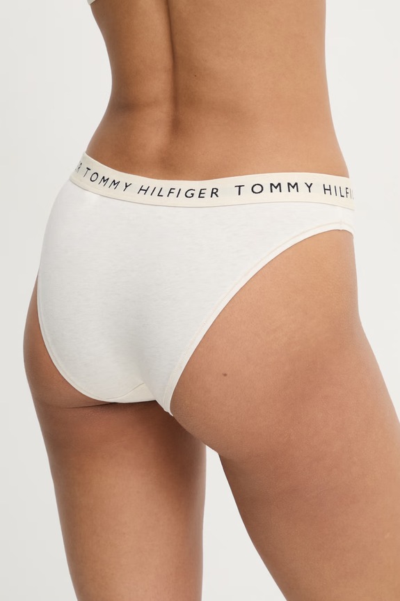 Oblečenie Tommy Hilfiger nohavičky dámske bavlnené s elastanom UW0UW06038 béžová