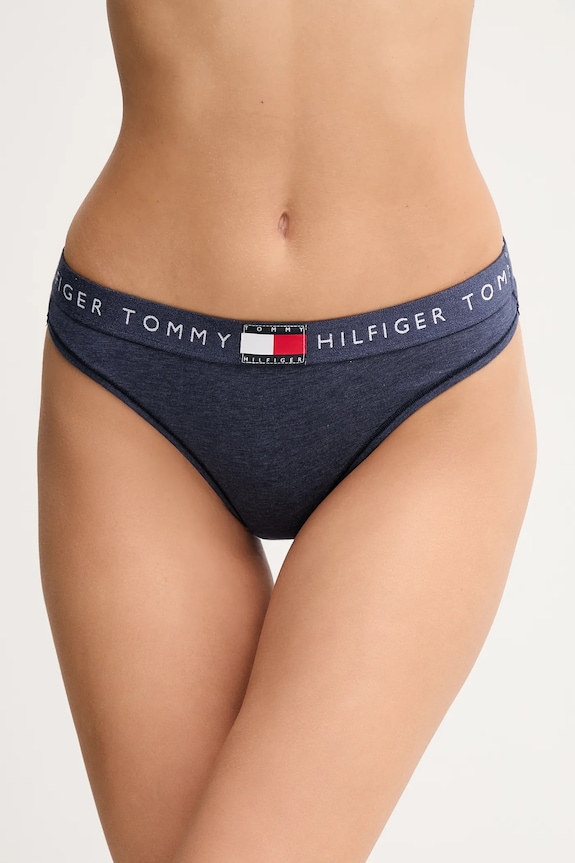 Στρινγκ Tommy Hilfiger πλεκτό ύφασμα σκούρο μπλε UW0UW06039