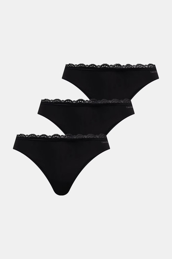 Calvin Klein Underwear stringi damskie 3-pack dzianina czarny LV00QD5300