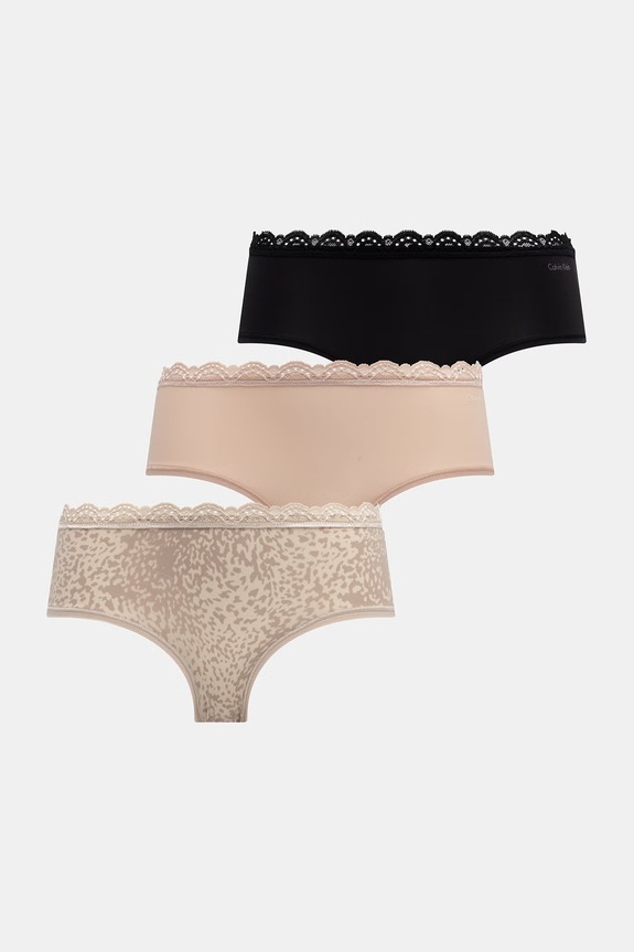 Calvin Klein Underwear figi damskie 3-pack beżowy LV00QD5302
