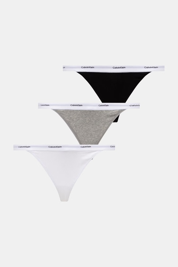 Calvin Klein Underwear tangá dámske bavlnené s elastanom 3-pak sivá LV00QD5308