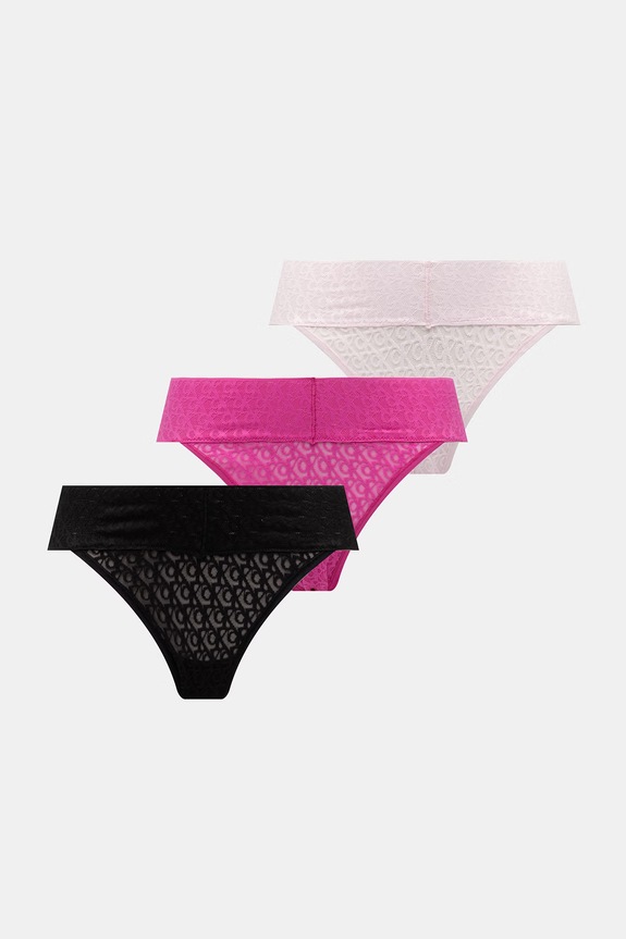 Calvin Klein Underwear nohavičky dámske čipkované 3-pak fialová LV00QD5305