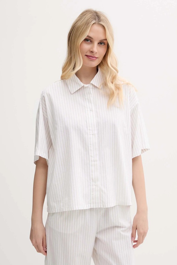 Calvin Klein Underwear koszula piżamowa bawełniana tkanina beżowy 000QS7314E