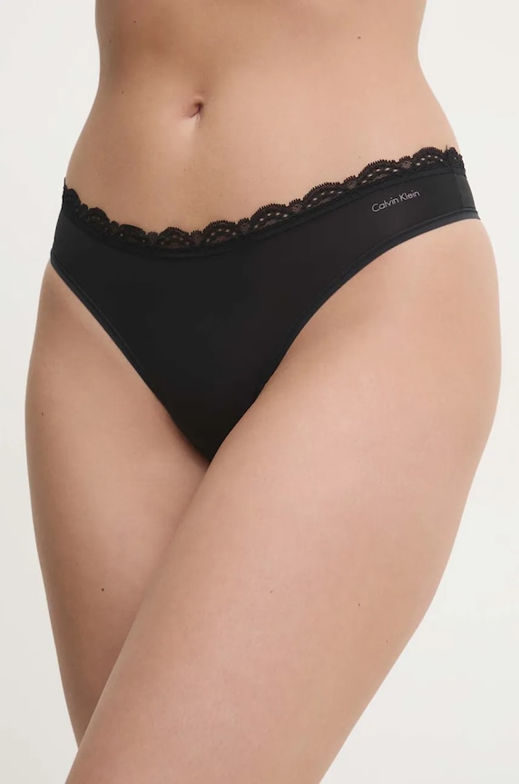 Calvin Klein Underwear tanga női sima fekete LV00QD5270