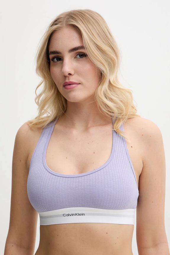 Σουτιέν Calvin Klein Underwear πλεκτό ύφασμα μωβ LV00QF8018