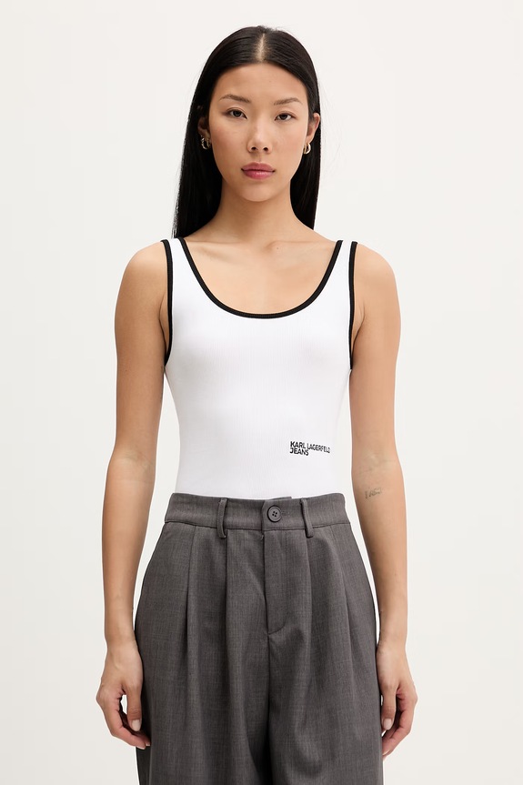Karl Lagerfeld Jeans top dámsky s bavlnou bavlna biela A2W17021