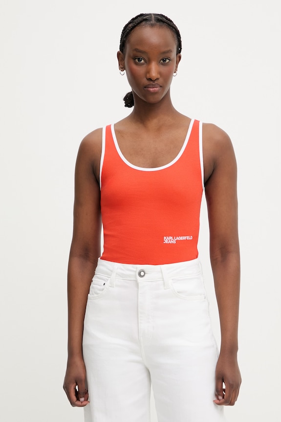 Karl Lagerfeld Jeans top damski z bawełny pomarańczowy A2W17021
