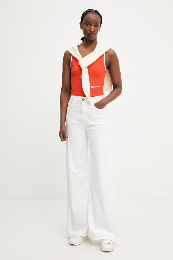 Karl Lagerfeld Jeans top damski z bawełny A2W17021 pomarańczowy SS26