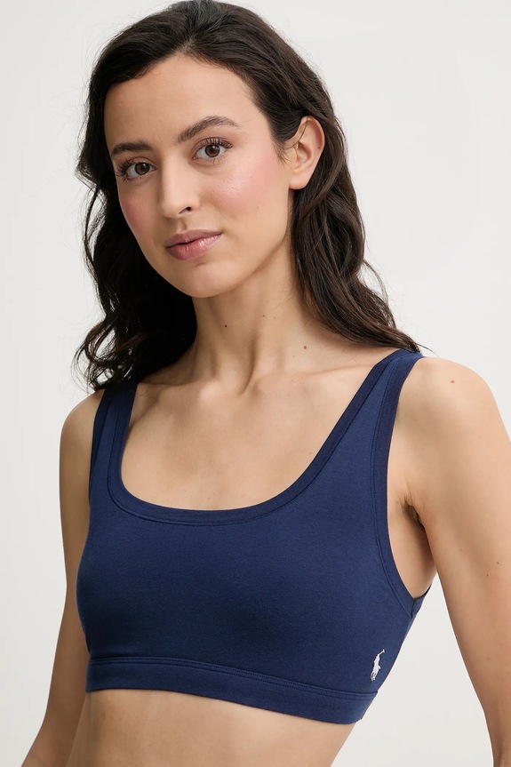 Polo Ralph Lauren σουτιέν βαμβακερό με ελαστάν πλεκτό ύφασμα σκούρο μπλε 4P0498