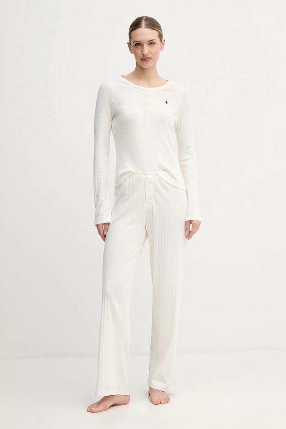 Polo Ralph Lauren pijamale de bumbac set bej 4P0235