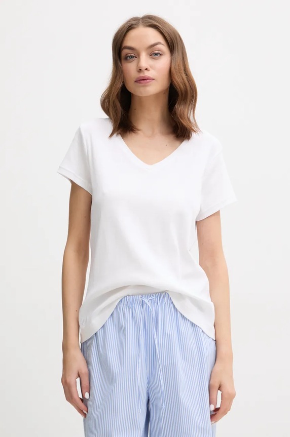 Lauren Ralph Lauren tricou din bumbac uni alb ILN62373