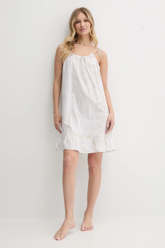 Bavlněná noční košile Lauren Ralph Lauren ILN22426 béžová SS25