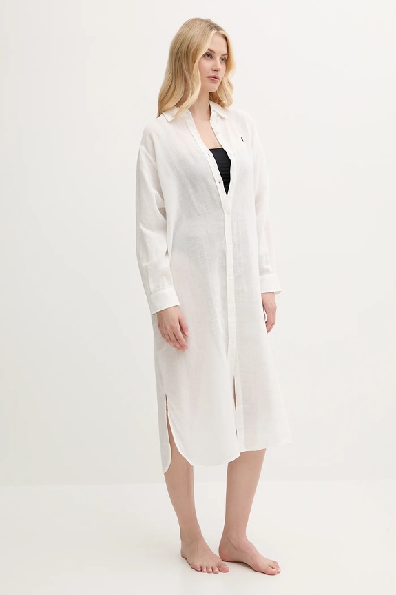 Polo Ralph Lauren sukienka plażowa lniana 21564379 beżowy SS25