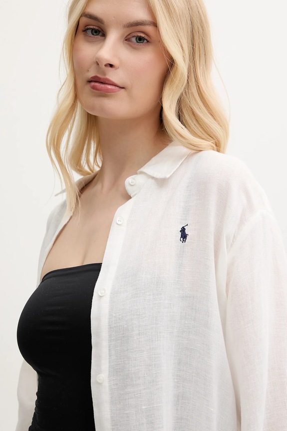 Polo Ralph Lauren sukienka plażowa lniana beżowy 21564379