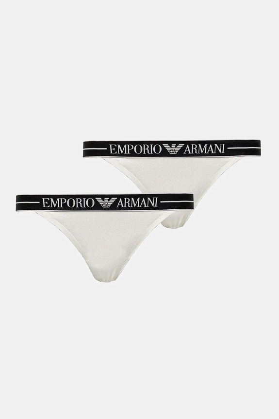 Στρινγκ Emporio Armani Underwear 2-pack λεπτό μοτίβο λευκό EW000405.AF10881