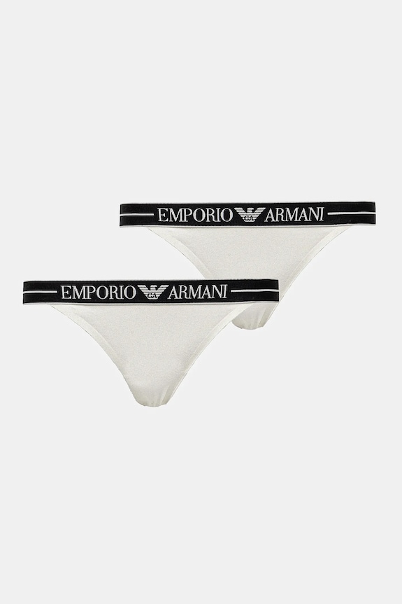 Στρινγκ Emporio Armani Underwear 2-pack λεπτό μοτίβο λευκό EW000405.AF10881