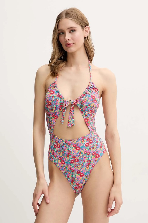 Rip Curl egyrészes fürdőruha FLORES melltartó merevítő nélkül piros 0MPWSW