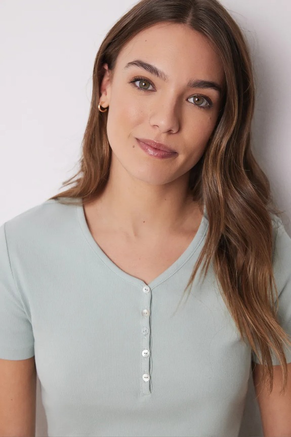 Βαμβακερή πιτζάμα μπλουζάκι women'secret 3279682 πράσινο SS25
