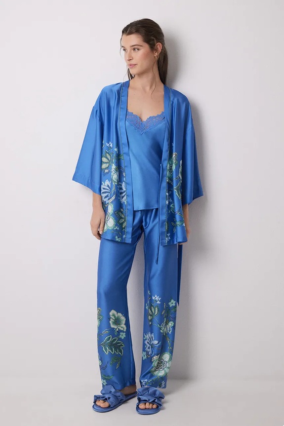 women'secret komplet piżamowy 3-częściowy tkanina niebieski 2549782