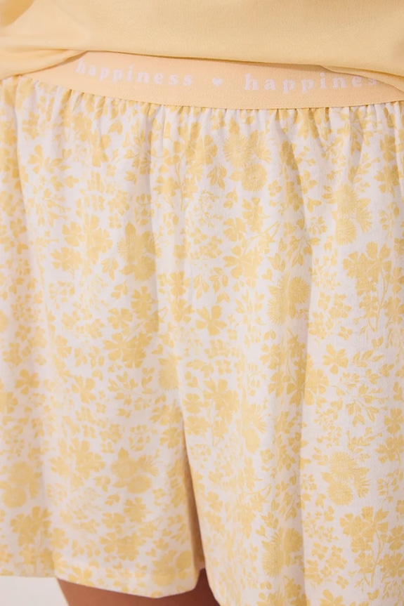 women'secret set de pijama de bumbac galben 3139873