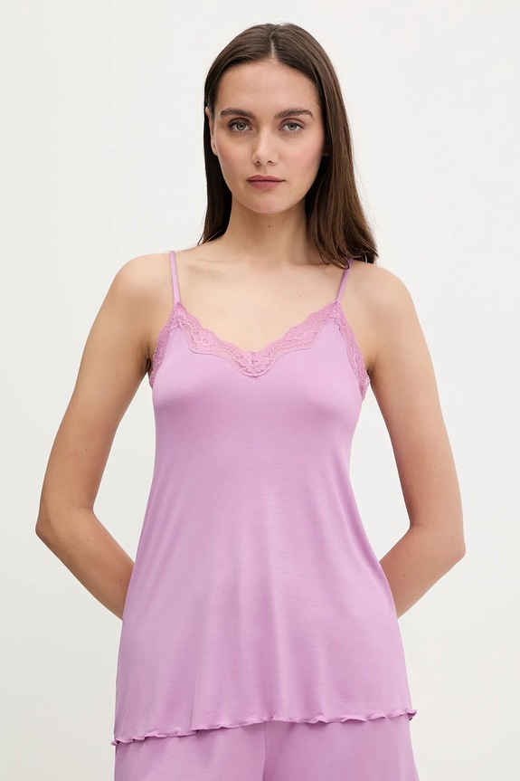 Top πιτζάμας United Colors of Benetton απλικέ μωβ 3Z123H00J