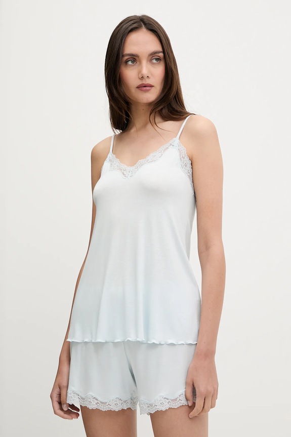 Top πιτζάμας United Colors of Benetton απλικέ μπλε 3Z123H00J