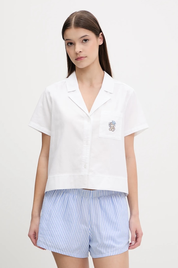 Hollister Co. cămașă de pijama din bumbac KI346.5055.100 alb SS25