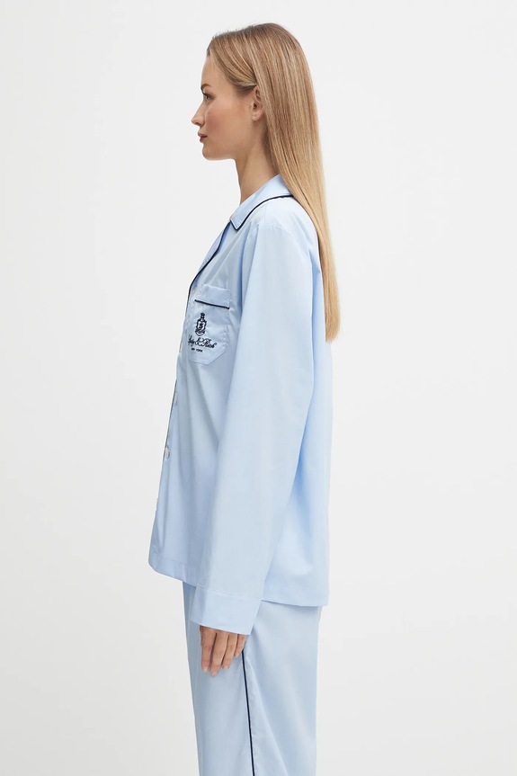 Bavlněná pyžamová košile Sporty & Rich Vendome Pyjama SI021602231BL90 modrá SS25