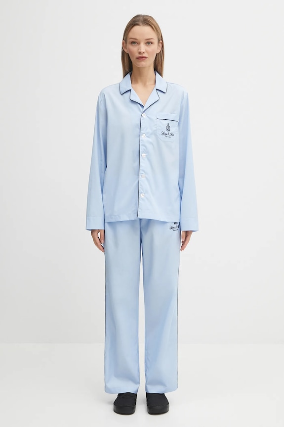 Bavlněná pyžamová košile Sporty & Rich Vendome Pyjama SI021602231BL90 modrá