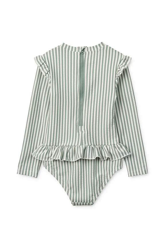 Jednodílné plavky pro miminko Liewood Sille Baby Seersucker Swimsuit LW20191 zelená SS25