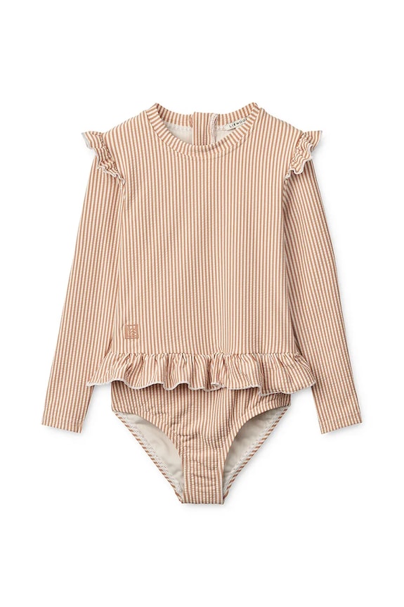 Jednodílné plavky pro miminko Liewood Sille Baby Seersucker Swimsuit měkké oranžová LW20191