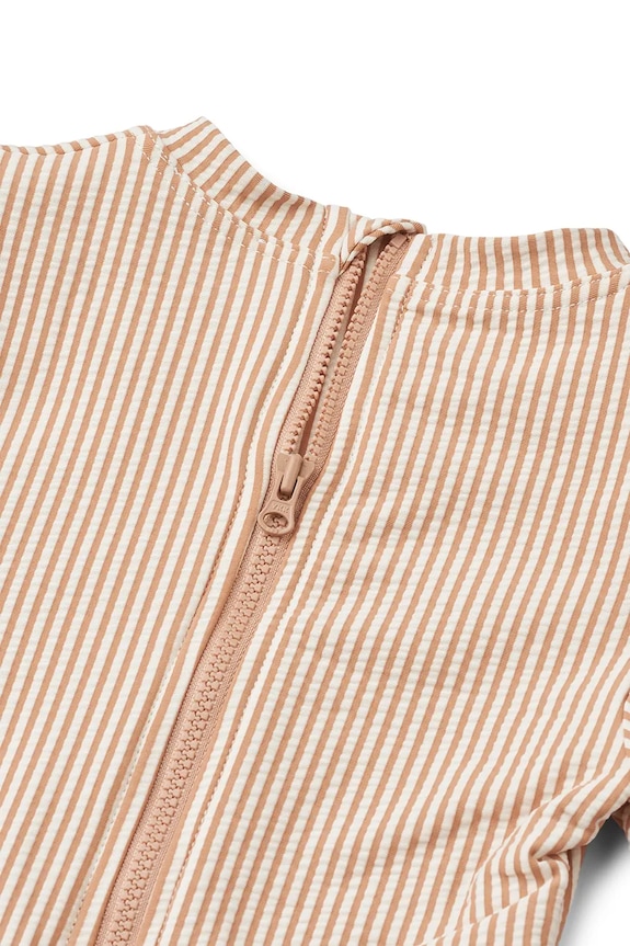 DÍVKA Jednodílné plavky pro miminko Liewood Sille Baby Seersucker Swimsuit LW20191 oranžová
