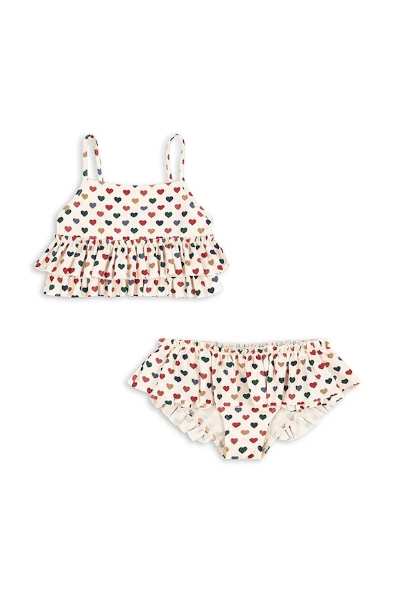 Dvoudílné dětské plavky Konges Sløjd MANUCA FRILL BIKINI GRS měkké béžová KS102510