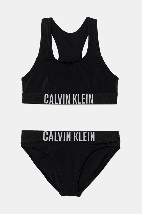 Calvin Klein Jeans dwuczęściowy strój kąpielowy dziecięcy komplet czarny KY0KY00091.PPYA