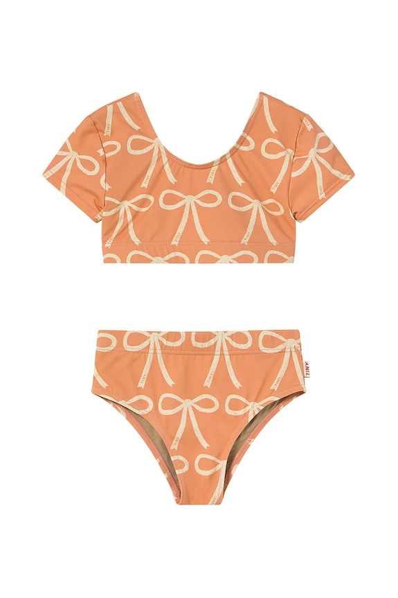 Dvojdielne detské plavky Tinycottons BOWS SWIM SET SS25.271 oranžová SS25
