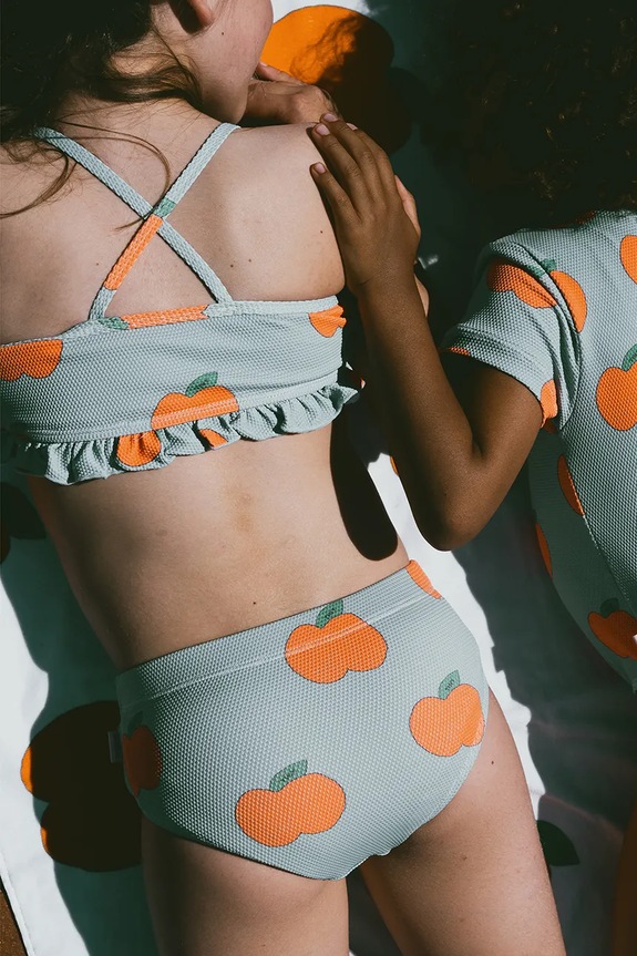 Dječji dvodijelni kupaći kostim Tinycottons APPLES SWIM SET plava SS25.282