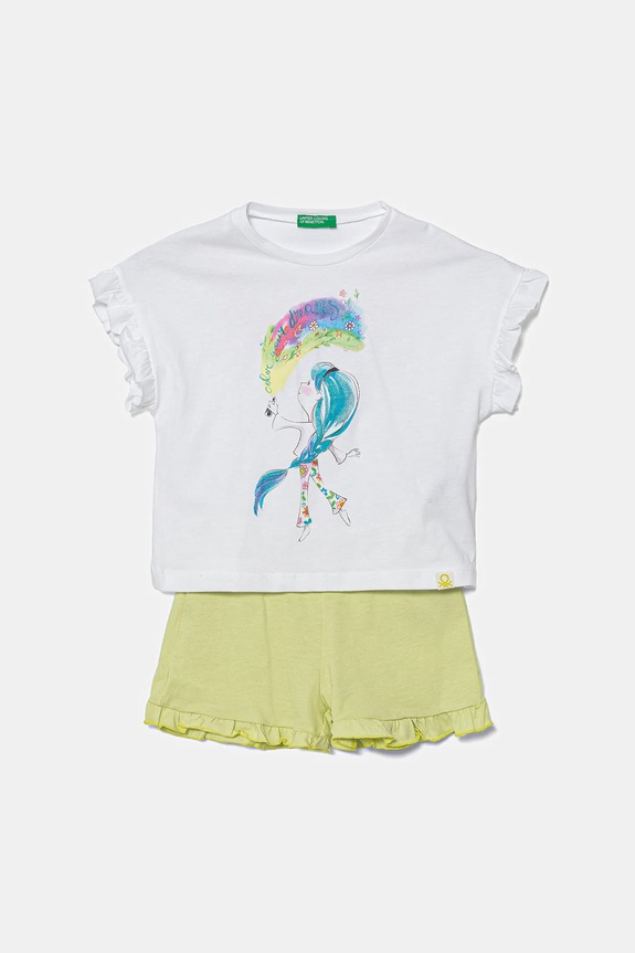 United Colors of Benetton gyerek pamut pizsama 2 db együttes fehér 30960P08C.G.Seasonal