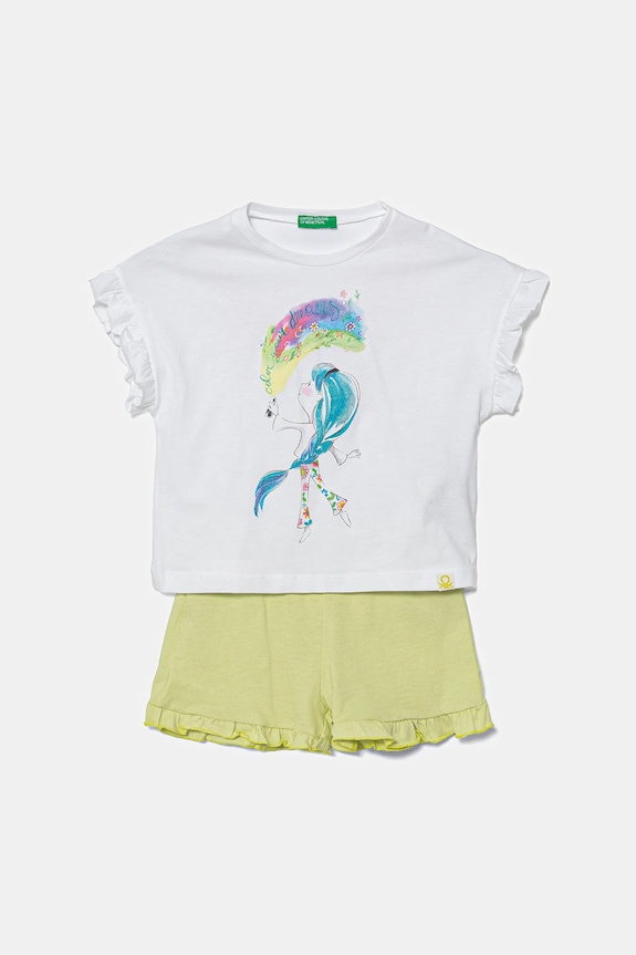 United Colors of Benetton gyerek pamut pizsama 2 db együttes fehér 30960P08C.G.Seasonal