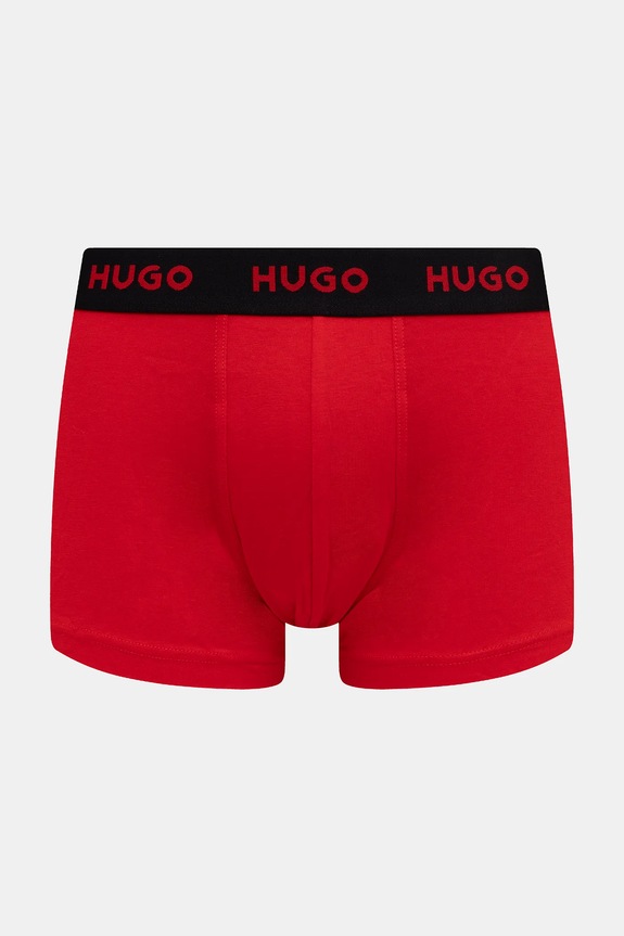 HUGO boxerky pánske bavlnené s elastanom TRIPLET DESIGN 3-pak 50532550 červená SS26
