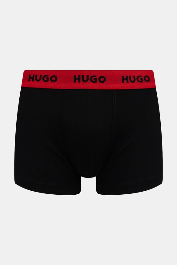 HUGO boxerky pánske bavlnené s elastanom TRIPLET DESIGN 3-pak červená 50532550