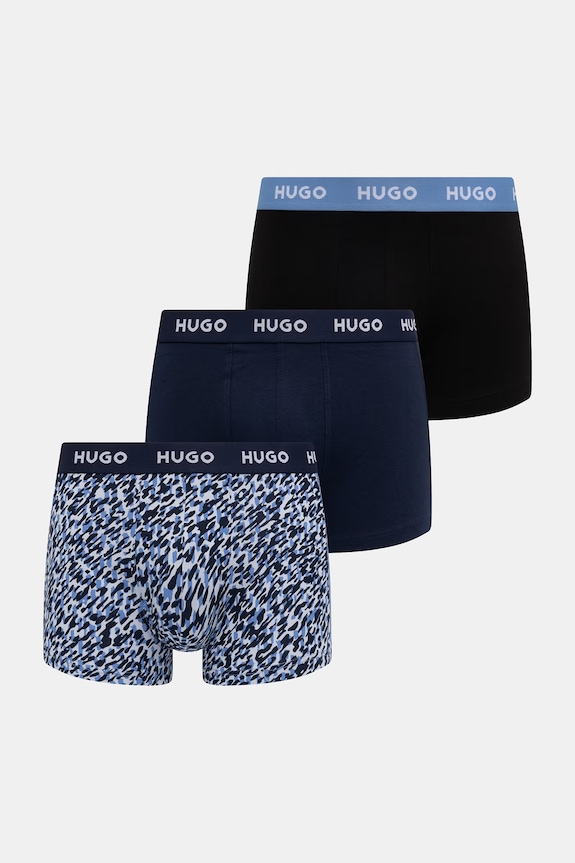 HUGO boxeri pentru bărbați, din bumbac cu elastan TRIPLET DESIGN pachet de 3 albastru 50532550