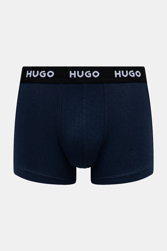 HUGO boxerky pánske bavlnené s elastanom TRIPLET DESIGN 3-pak tmavomodrá 50532550
