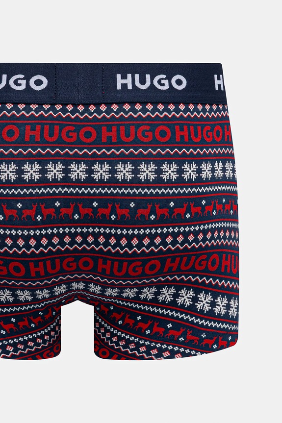 HUGO boxerky pánske bavlnené s elastanom TRIPLET DESIGN 3-pak 50532550 tmavomodrá