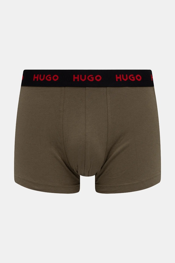 HUGO boxerky pánske bavlnené s elastanom TRIPLET DESIGN 3-pak 50532550 zelená SS26