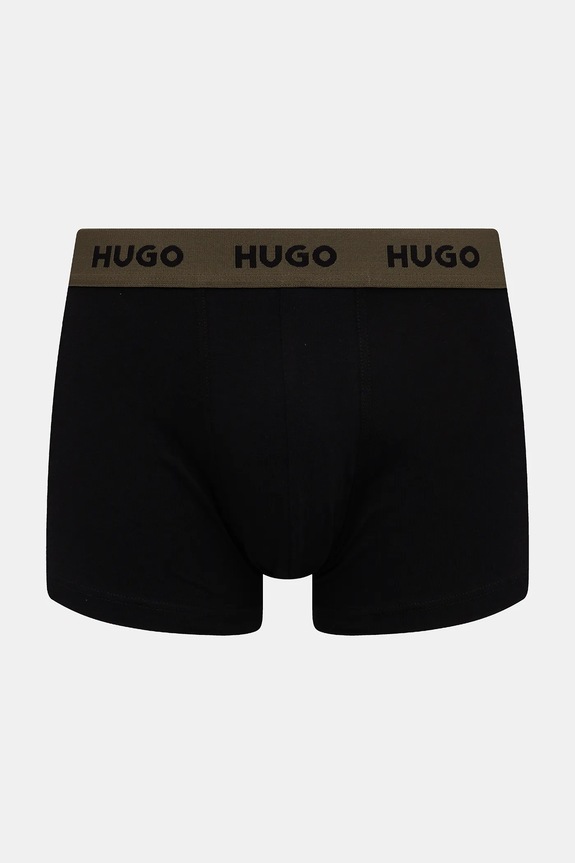 HUGO boxerky pánske bavlnené s elastanom TRIPLET DESIGN 3-pak zelená 50532550