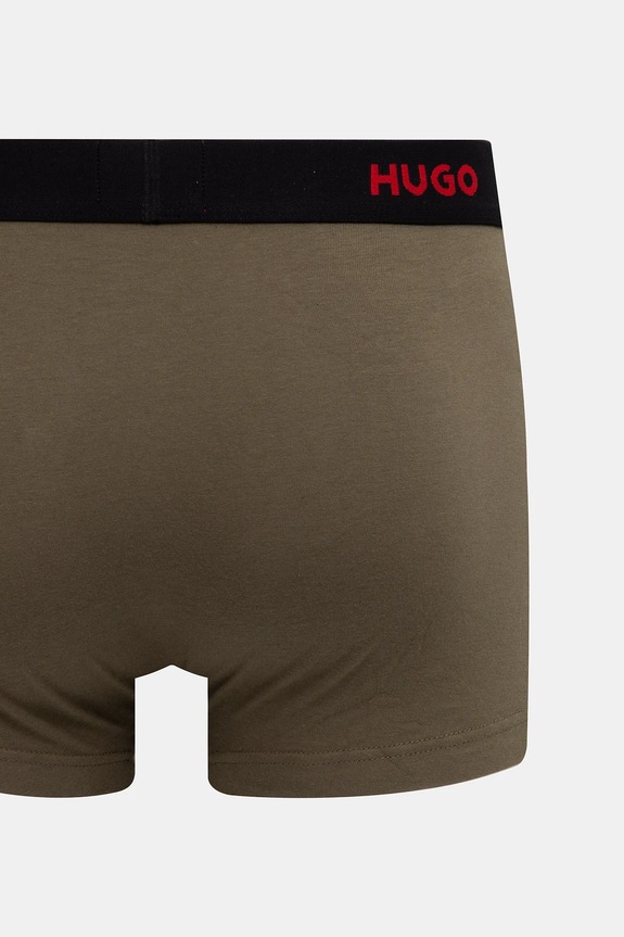 HUGO boxerky pánske bavlnené s elastanom TRIPLET DESIGN 3-pak 50532550 zelená