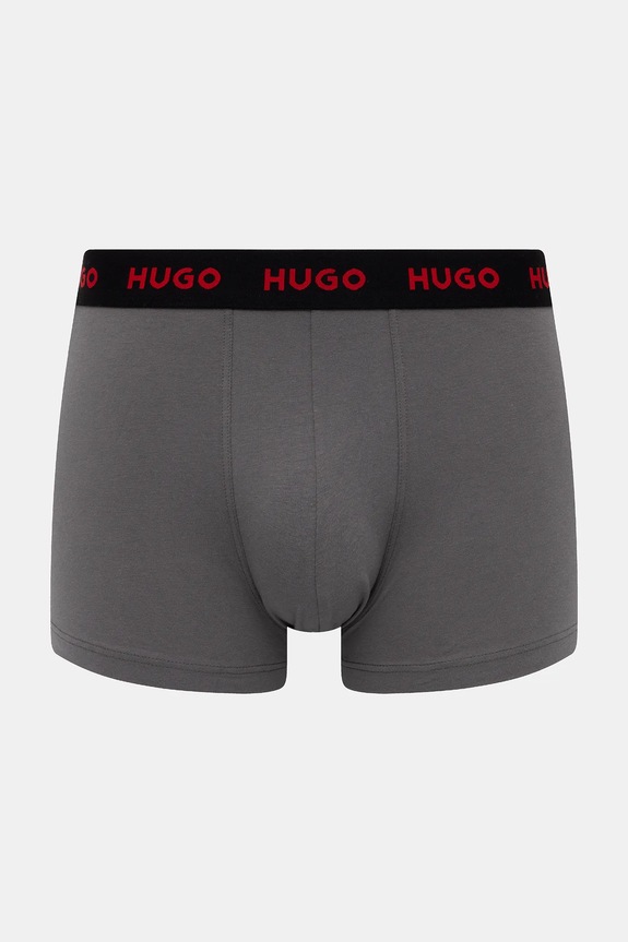 HUGO Boxeri bărbați din bumbac cu elastan TRIPLET DESIGN pachet de 3 50532550 gri SS26