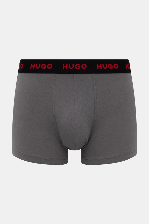 HUGO Boxeri bărbați din bumbac cu elastan TRIPLET DESIGN pachet de 3 50532550 gri SS26